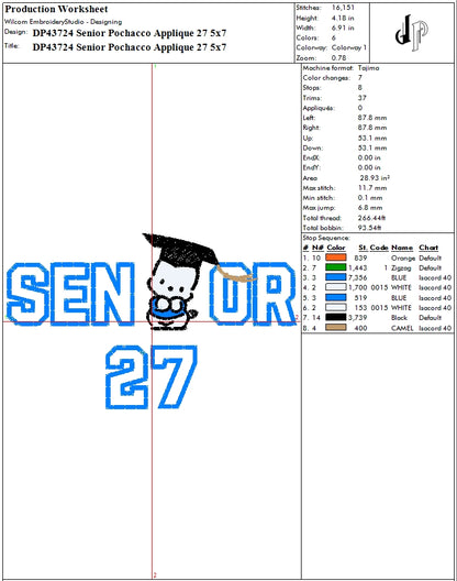 Senior Pochacco Applique 27