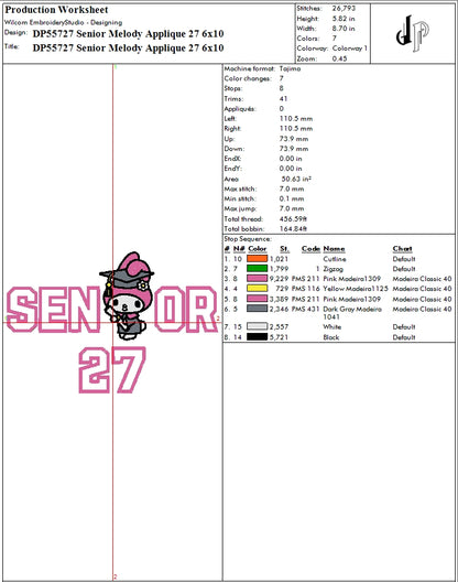 Senior Melody Applique 27