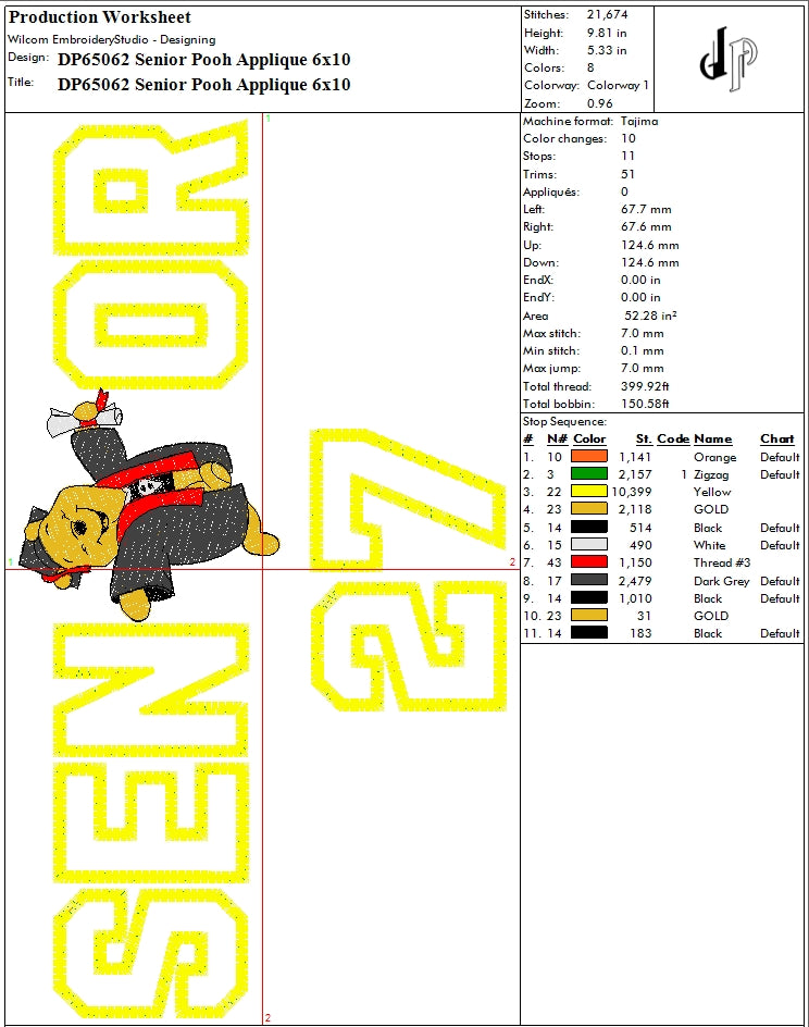 Senior Pooh Applique 27