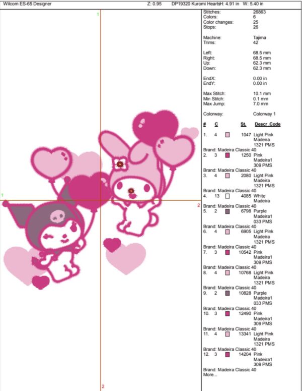Kuromi Melody Hearts Valentine