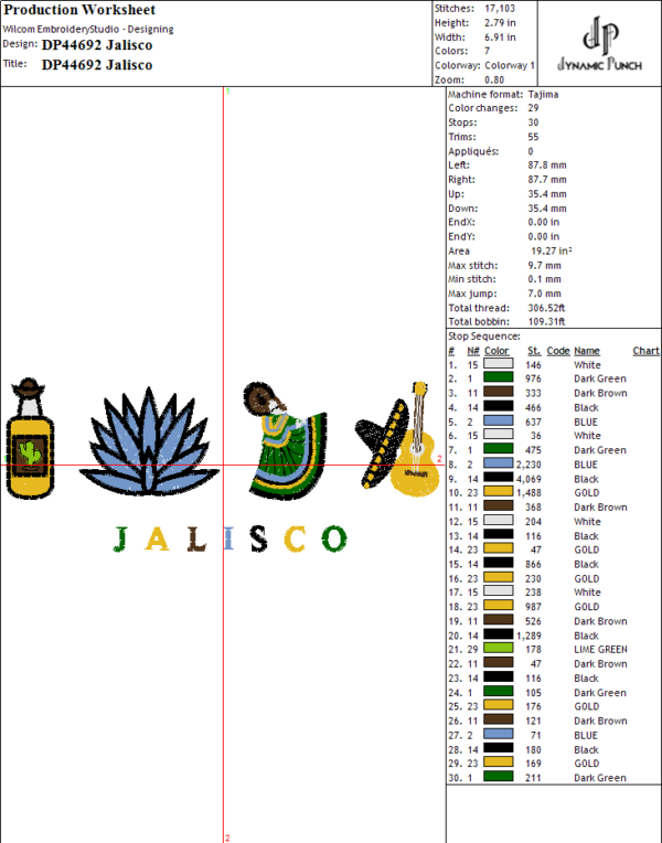 Jalisco Embroidery Design.