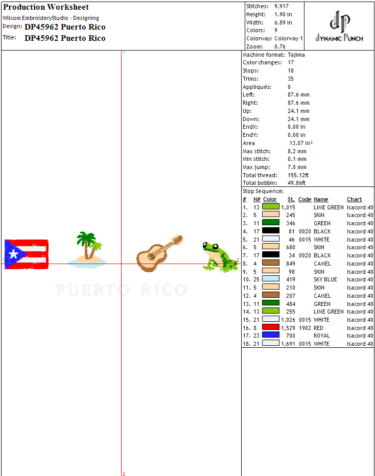 Puerto Rico Embroidery Design.