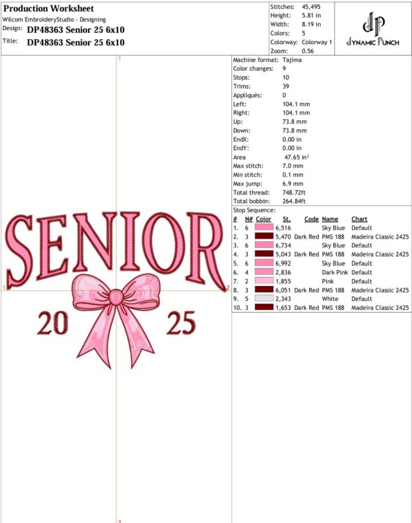 Senior 2025 Embroidery Design.