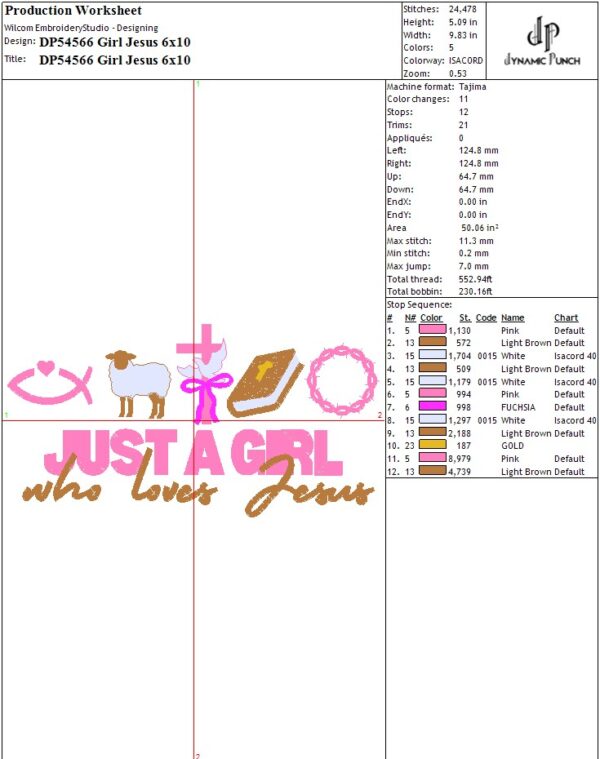 Just a girl who loves Jesus Embroidery Design.