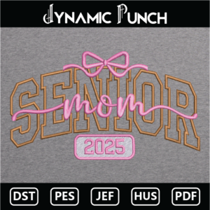 Senior Mom Bow 2025 Applique Embroidery Design.