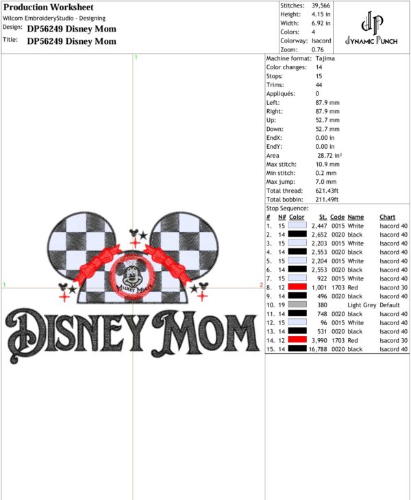 Disney Mom Embroidery Design