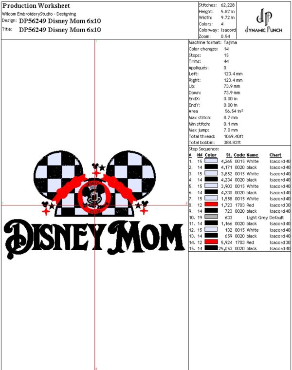 Disney Mom Embroidery Design