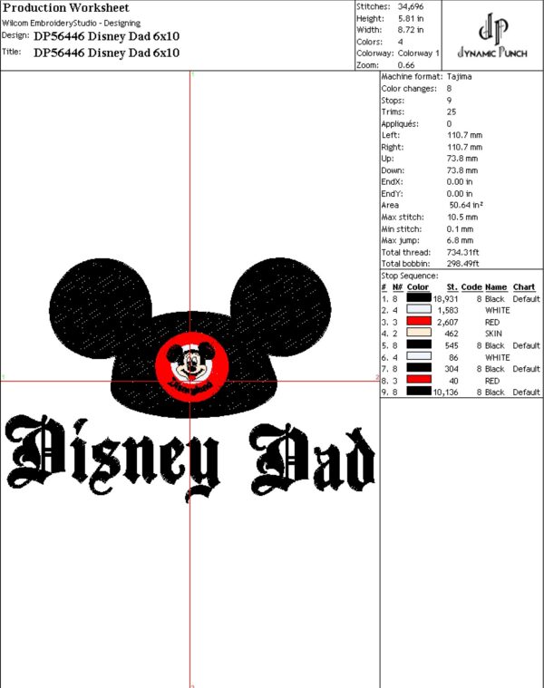Disney Dad Embroidery Design