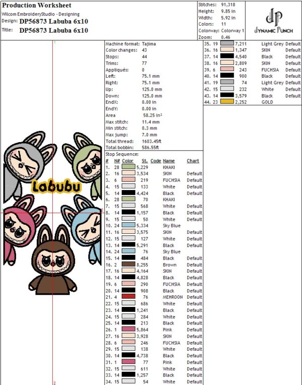 Labubu Embroidery Design.