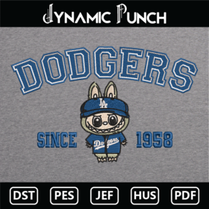 Labubu Dodgers Embroidery Design.