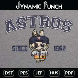 Labubu Astros Embroidery Design.