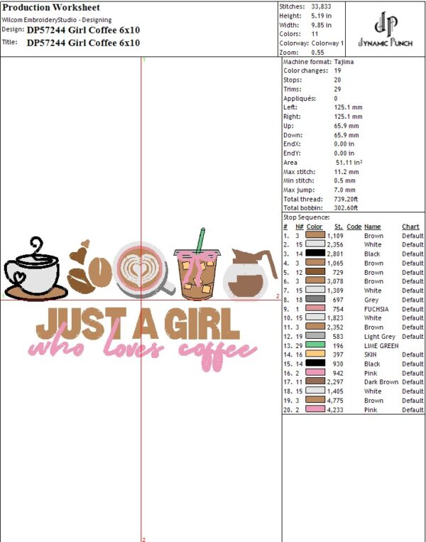 Just a girl who loves Coffee Embroidery Design.