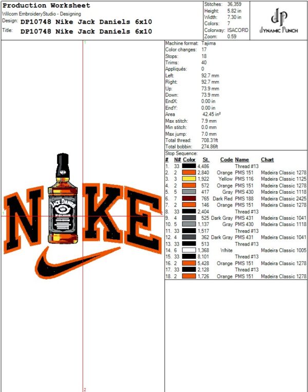 Nike Jack Daniels Embroidery Design.