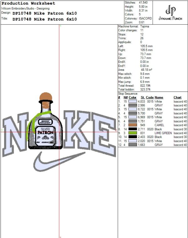 Nike Patron Embroidery Design.