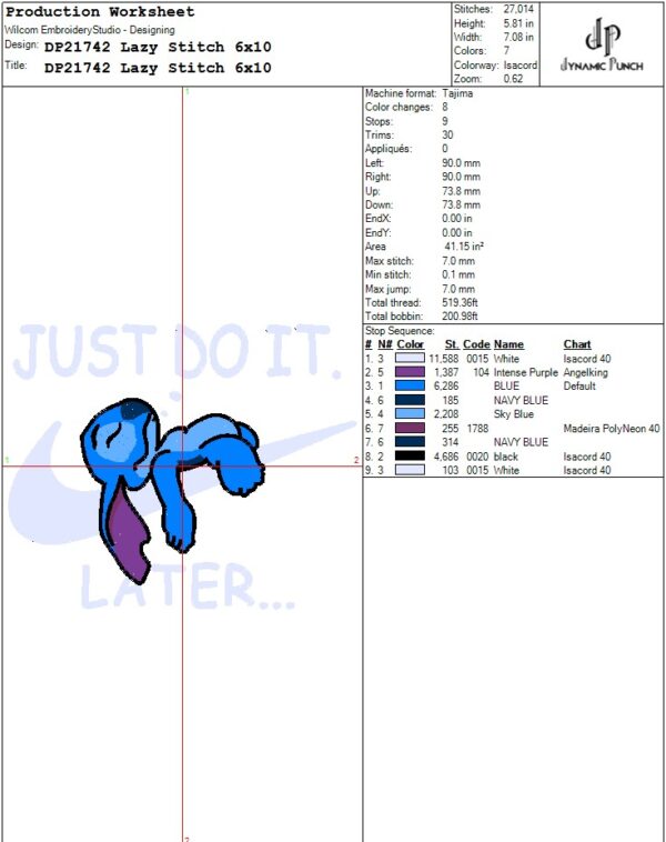 Lazy Stitch Embroidery Design.