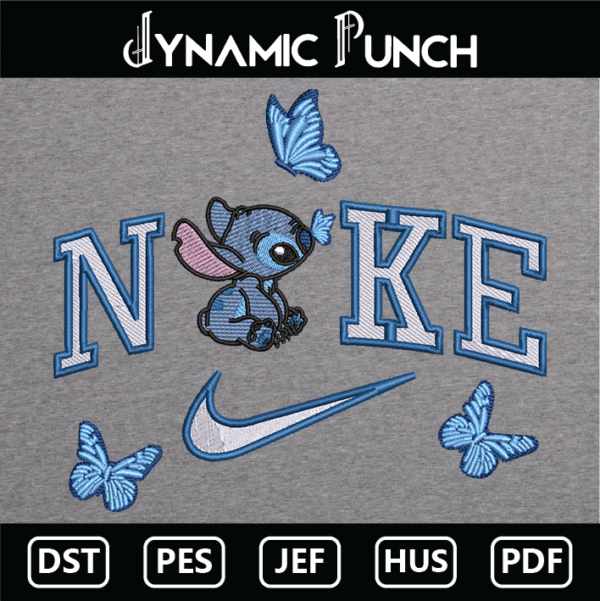 Nike Stitch Butterfly Embroidery Design.