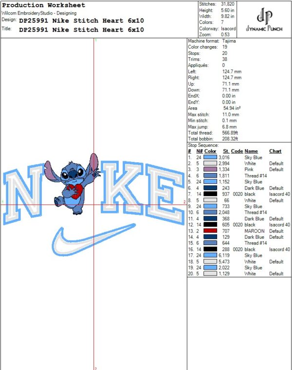 Nike Stitch Heart Embroidery Design.