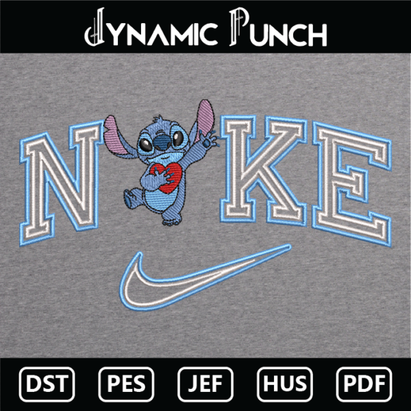 Nike Stitch Heart Embroidery Design.
