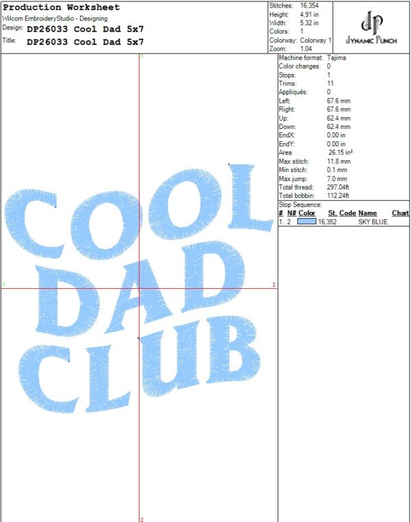 Cool Dad Embroidery Design.