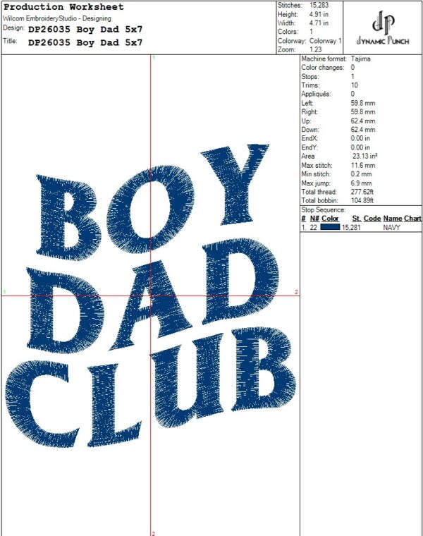 Boy Dad Embroidery Design.