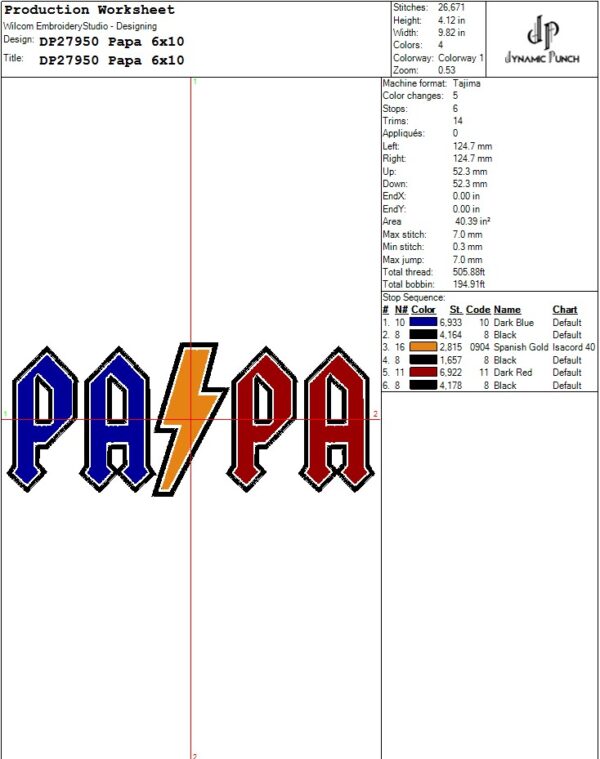 Papa Embroidery Design.
