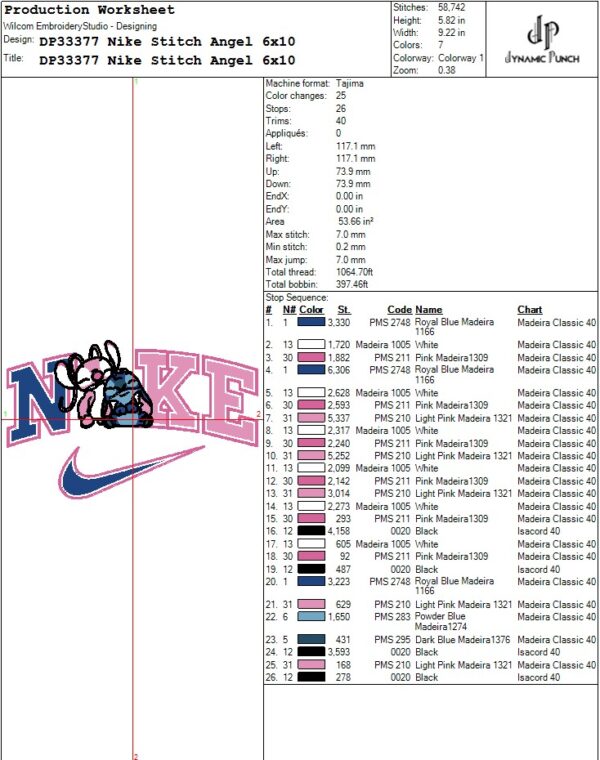 Nike Stitch Angel Embroidery Design.