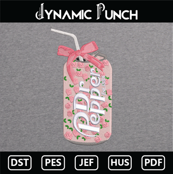 Dr Pepper Can Embroidery Design.