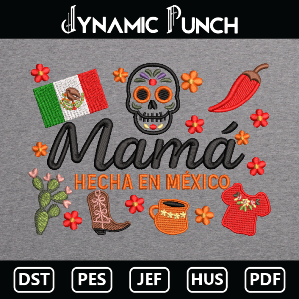 Mama Mexico Embroidery Design.