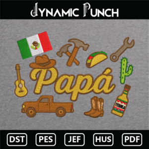 Papa Mexico Embroidery Design.