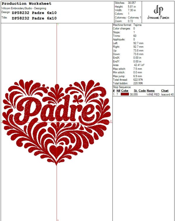 Padre Embroidery Design.
