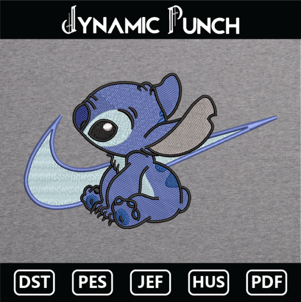 Stitch x Nike Swoosh Embroidery Design.