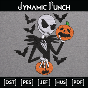 Jack Halloween Pumpkin Embroidery Design.