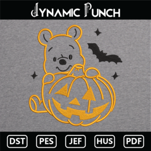 Pooh Pumpkin Embroidery Design.