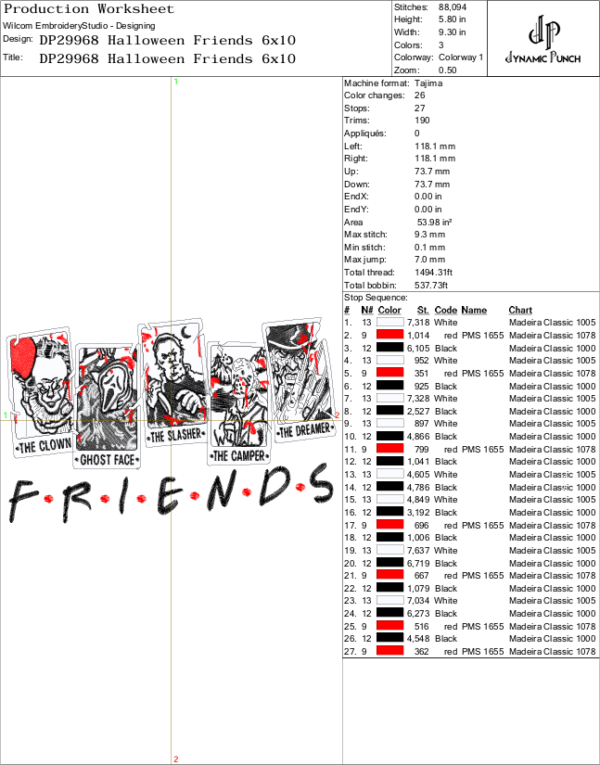 Halloween Friends Embroidery Design.