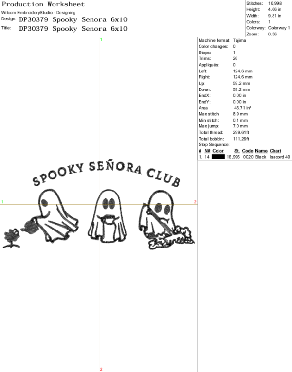 Spooky Senora Embroidery Design.