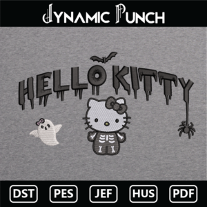 Hello Kitty Skeleton Embroidery Design.