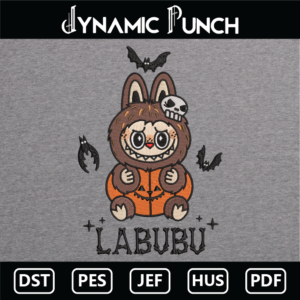 Labubu Halloween Embroidery Design.