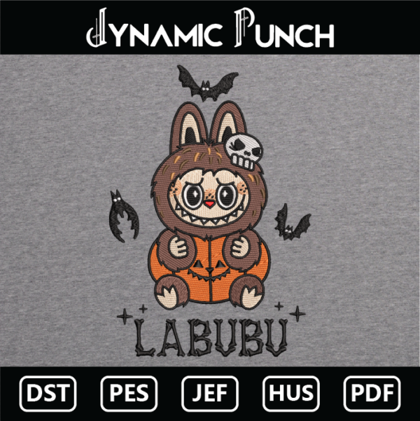 Labubu Halloween Embroidery Design.