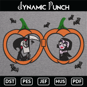 Grim Pumpkin Embroidery Design.