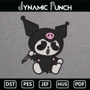 Kuromi x Scream Halloween Embroidery Design.