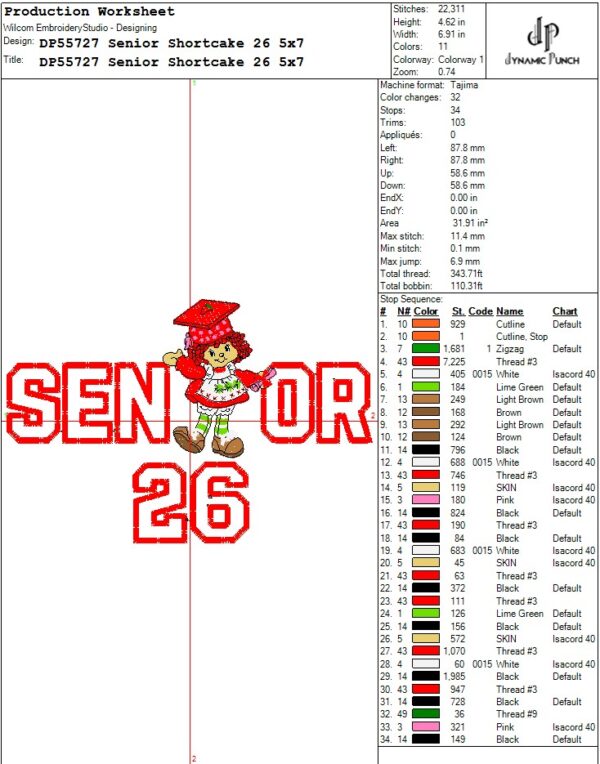 Senior Shortcake 2026 Applique - Image 2