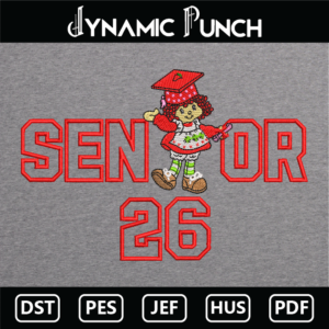 Senior Shortcake 2026 Applique Embroidery Design.