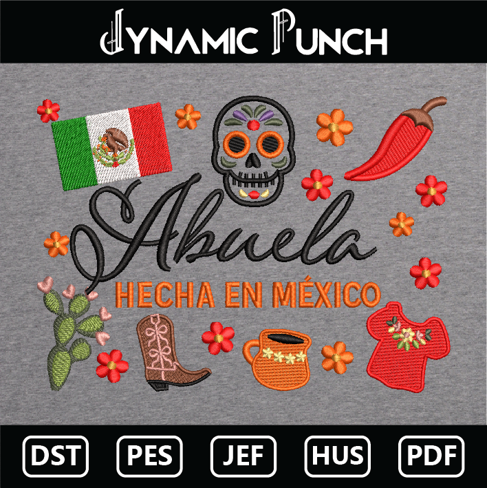 Abuela Mexico Embroidery Design.