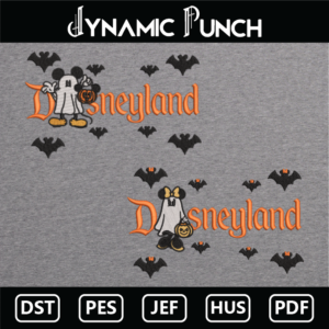 Disneyland Mickey Ghost and Minnie Ghost Embroidery Designs.