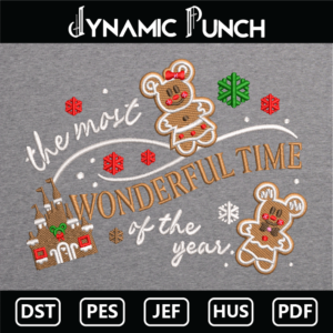 The Most Wonderful Time of The Year Christmas Embroidery Design.