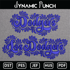 Dodgers & Los Dodgers Embroidery Design.