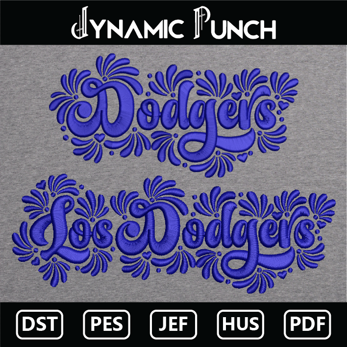 Dodgers & Los Dodgers Embroidery Design.