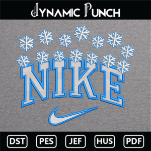 Nike Snowflakes Christmas Embroidery Design.