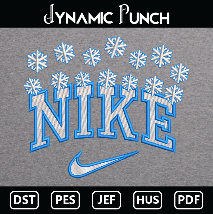 Nike Snowflakes Christmas Embroidery Design.