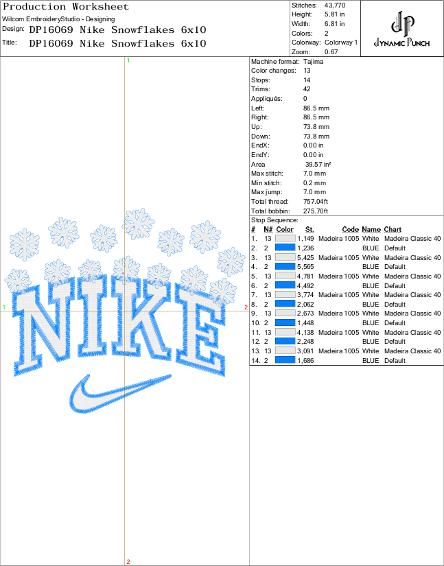 Nike Snowflakes Christmas Embroidery Design.